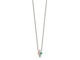 Rhodium Over Sterling Silver Enamel Ice Cream Cone with 2-inch Extension Childs Necklace