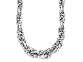 Rhodium Over Sterling Silver Polished Graduated Link Necklace