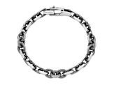 Sterling Silver Mens Antiqued Brushed Cable Twisted Rolo Bracelet