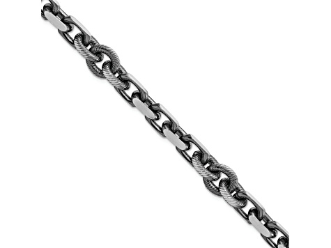 Sterling Silver Mens Antiqued Brushed Cable Twisted Rolo Bracelet