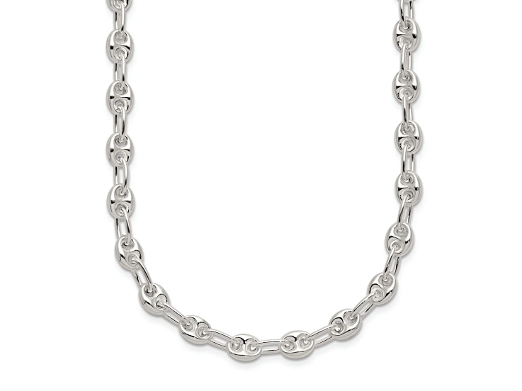 Sterling Silver Polished Fancy Link Necklace