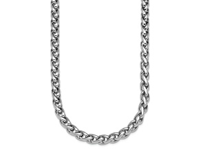 Rhodium Over Sterling Silver 6.0mm Wheat 18 Inch Chain