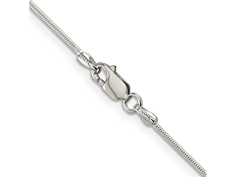 Rhodium Over Sterling Silver 1mm Round Snake Chain