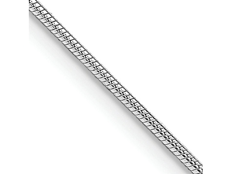 Rhodium Over Sterling Silver 1mm Round Snake Chain