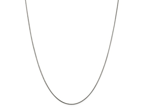 Rhodium Over Sterling Silver 1mm Round Snake Chain