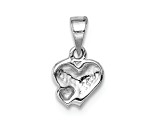 Rhodium Over Sterling Silver Red Enameled Hearts Children's Pendant