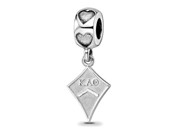 Picture of Rhodium Over Sterling Silver LogoArt Kappa Alpha Theta Kite Heart Bead