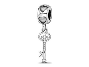 Picture of Rhodium Over Sterling Silver LogoArt Kappa Kappa Gamma Key Heart Bead