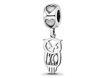 Picture of Rhodium Over Sterling Silver LogoArt Chi Omega Own Charm on Heart Bead