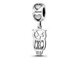 Rhodium Over Sterling Silver LogoArt Chi Omega Own Charm on Heart Bead