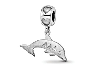 Rhodium Over Sterling Silver LogoArt  Anchor on Heart Bead