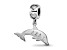 Rhodium Over Sterling Silver LogoArt Delta Delta Delta Dolphin on Heart Bead