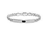 Rhodium Over Sterling Silver Enameled Bar Men's 8 Inch Bracelet