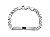 Rhodium Over Sterling Silver Enameled Bar Men's 8 Inch Bracelet