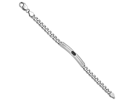 Rhodium Over Sterling Silver Enameled Bar Men's 8 Inch Bracelet