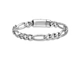 Rhodium Over Sterling Silver Polished 8.5mm Figaro 8 Inch Chain Bracelet