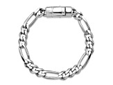 Rhodium Over Sterling Silver Polished 8.5mm Figaro 8 Inch Chain Bracelet