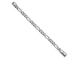 Rhodium Over Sterling Silver Polished 8.5mm Figaro 8 Inch Chain Bracelet