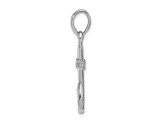 Rhodium Over Sterling Silver Polished 3D Fish Hook Pendant