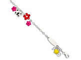 Sterling Silver Enameled Floral Butterfly with 1-inch Extensions Children's ID Bracelet