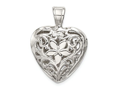 Sterling Silver Filigree Floral Heart Pendant - 1C9K3A | JTV.com