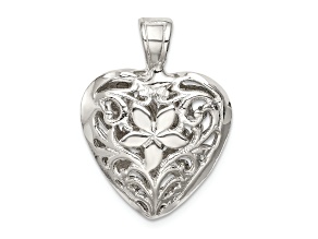Sterling Silver Filigree Floral Heart Pendant