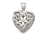 Sterling Silver Filigree Floral Heart Pendant