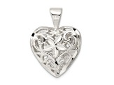 Sterling Silver Filigree Floral Heart Pendant