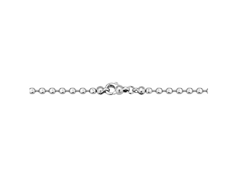 Rhodium Plated Sterling Silver 4.85mm Hammered Bead Bracelet