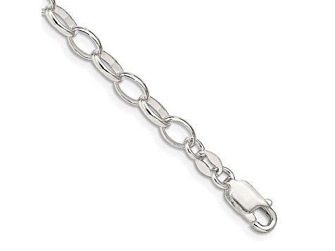 Sterling Silver 5mm Fancy Rolo Chain Bracelet