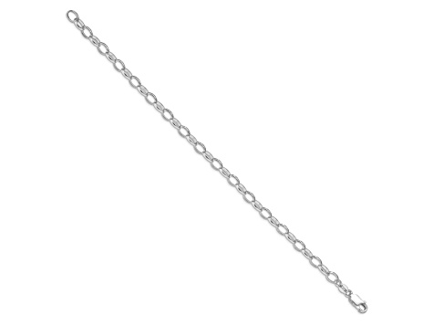 Rhodium Over Sterling Silver 5mm Rolo Chain Bracelet