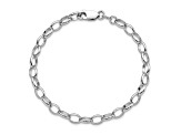 Rhodium Over Sterling Silver 5mm Rolo Chain Bracelet
