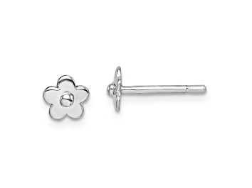 Picture of Rhodium Over Sterling Silver Flower Children's Post Earrings