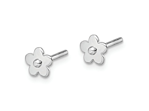 Rhodium Over Sterling Silver Flower Children's Post Earrings