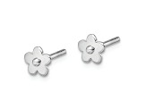 Rhodium Over Sterling Silver Flower Children's Post Earrings