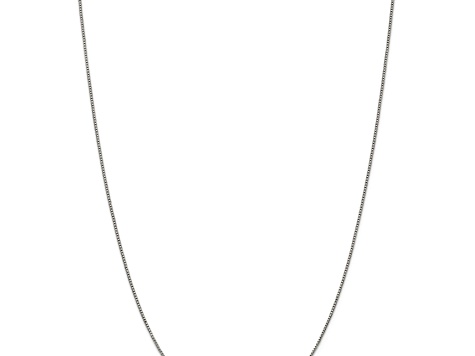 Rhodium Over Sterling Silver 0.9mm Box Chain with 2-inch Extension