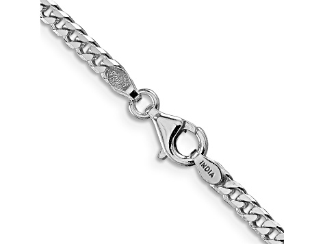 Rhodium Over Sterling Silver Polished 3.15mm Curb Chain Necklace