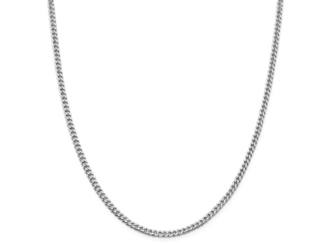 Rhodium Over Sterling Silver Polished 3.15mm Curb Chain Necklace