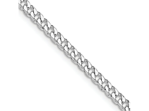 Rhodium Over Sterling Silver Polished 3.15mm Curb Chain Necklace