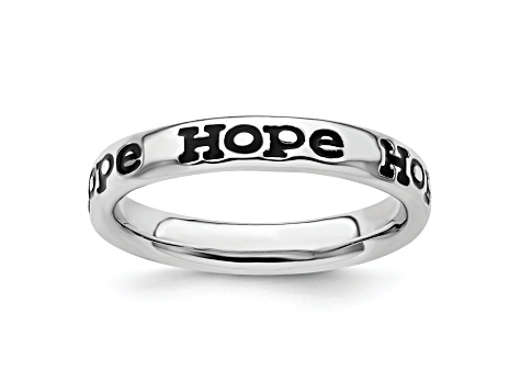 Sterling Silver Stackable Expressions Expressions Polished Enameled Hope Ring