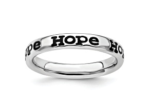 Sterling Silver Stackable Expressions Expressions Polished Enameled Hope Ring