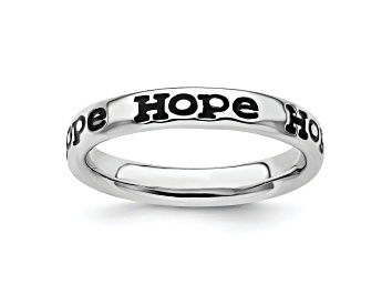 Picture of Sterling Silver Stackable Expressions Expressions Polished Enameled Hope Ring