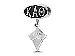 Sterling Silver LogoArt Kappa Alpha Theta Oval with Kite Dangle Bead