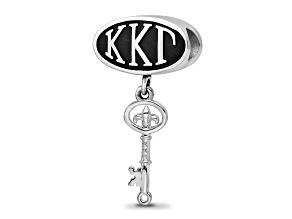 Sterling Silver LogoArt Kappa Kappa Gamma Oval with Key Dangle Bead