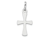 Rhodium Over Sterling Silver Polished Cross Pendant