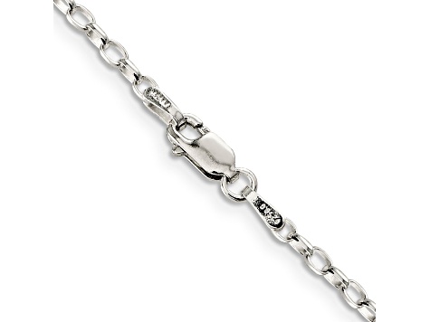 Sterling Silver 2.5mm Oval Rolo Chain Bracelet