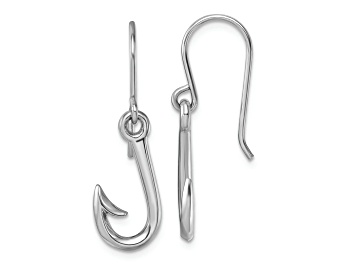 Picture of Rhodium Over Sterling Silver Polished Hook Dangle Earrings