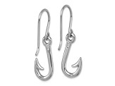 Rhodium Over Sterling Silver Polished Hook Dangle Earrings