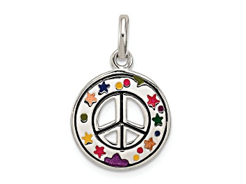 Picture of Sterling Silver Enameled Peace Sign Charm
