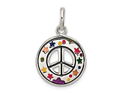 Sterling Silver Enameled Peace Sign Charm